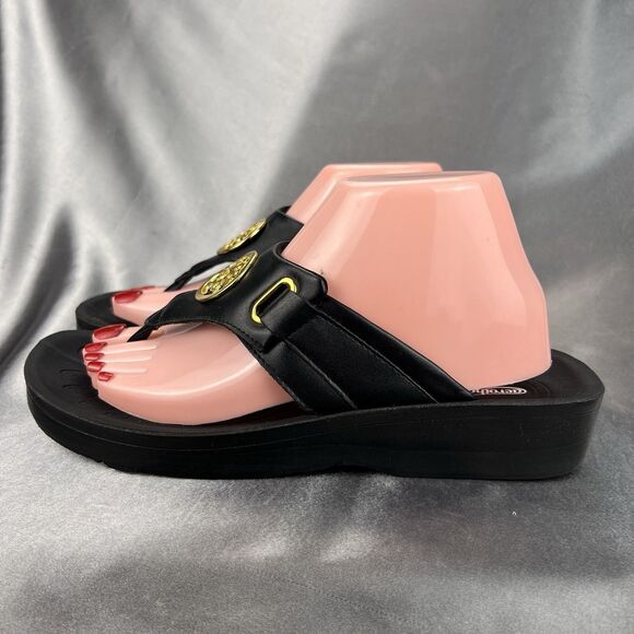 Aerothotic Sandals Womens 9.5 /40 Arch Support Flip Flop Gold Medallion Summer - Picture 10 of 17